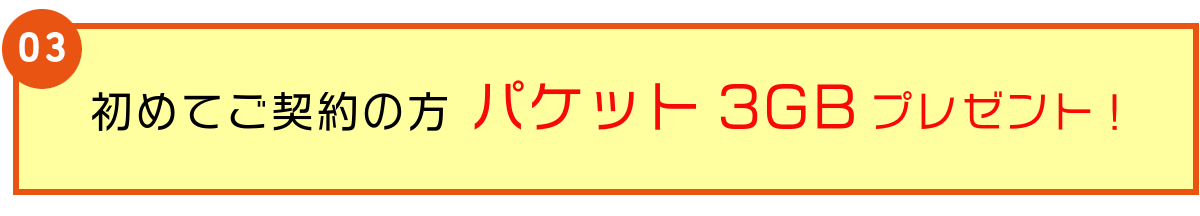 初めてご契約の方 パケット3GBプレゼント!